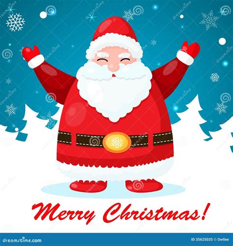 Funny And Cute Christmas Card With Santa Stock Vector Illustration Of