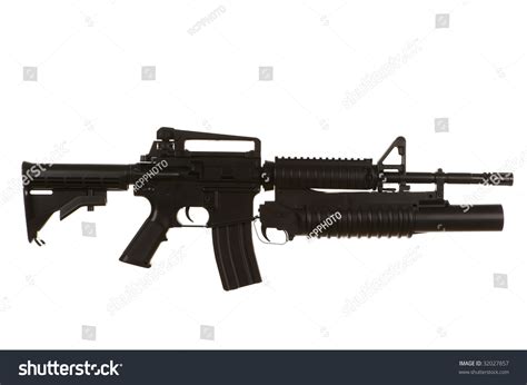 M4 Assault Rifle With Grenade Launcher On A White