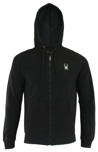 Spyder Black Full Zip Hooded Hoodie Sweatshirt Jacket Mens L Spfdb033