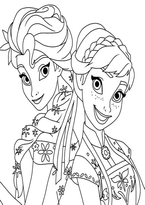 Colorear Anna Y Elsa De Frozen Fever Colorear Dibujos