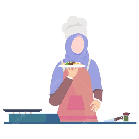 Gambar Koki Muslim Bekerja Di Dapur Koki Muslim Memasak Png Dan