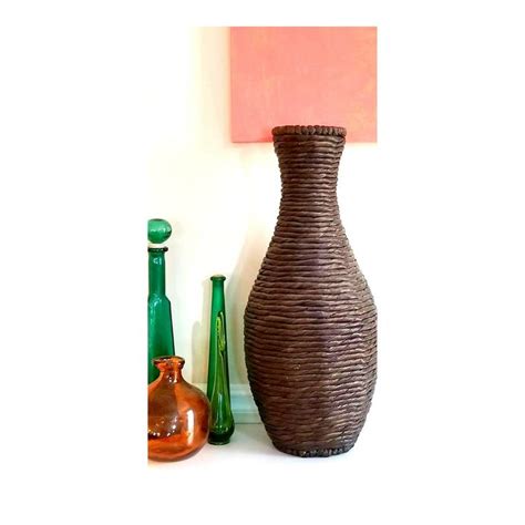 Vintage Woven Floor Vase Bohemian Style 2 Feet Tall Boho Etsy