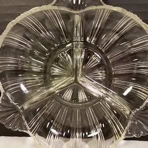 Hazel Atlas Depression Glass Divided Relish Dish Vintage Ridge Etsy