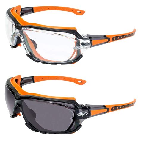 2 pair global vision octane sport motorcycle riding safety glasses orange gasket 1 with clear