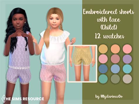 Embroidered Shorts With Lace Child The Sims 4 Catalog