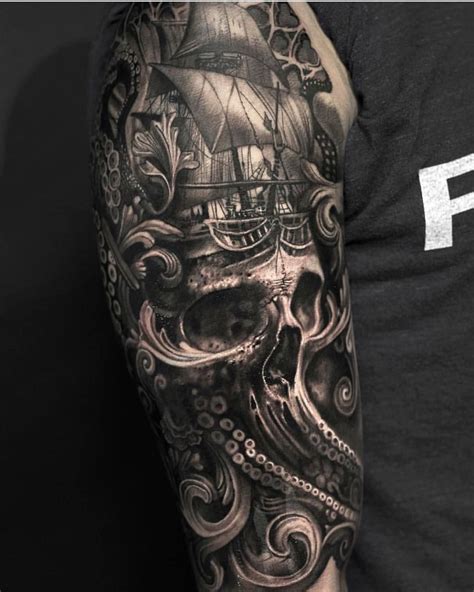 Pirate Tattoo Sleeve Ship Tattoo Sleeves Pirate Skull Tattoos Octopus Tattoo Sleeve Pirate