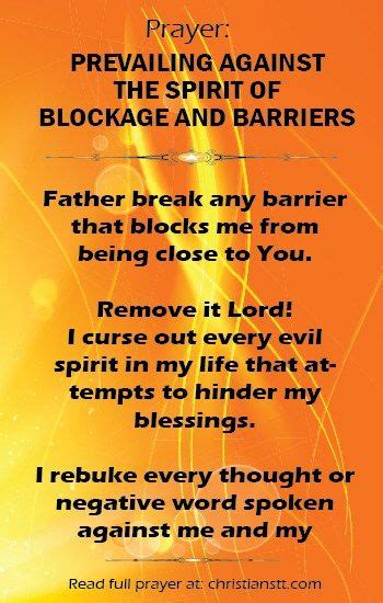 Spiritual Warfare Prayer Against The Spirit Of Blockage And Barriers