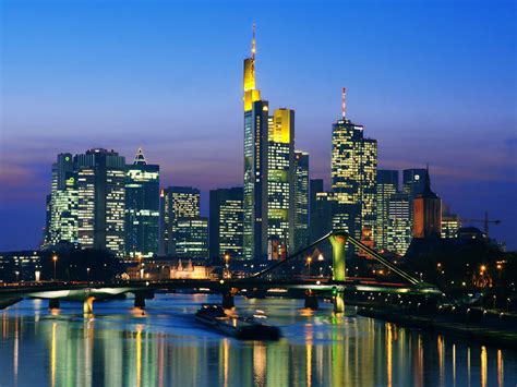 Skyline Night Frankfurt Germany Cityscape City 4000x3000
