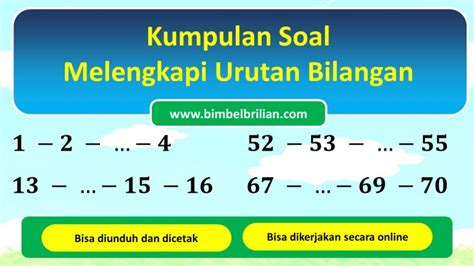 Kumpulan Soal Melengkapi Urutan Bilangan 1 3 SD Bimbel Brilian