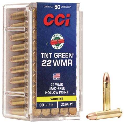 Cci Tnt Green Rimfire Ammunition 22 Wmr 30 Gr Hp 2050 Fps 50ct Natchez