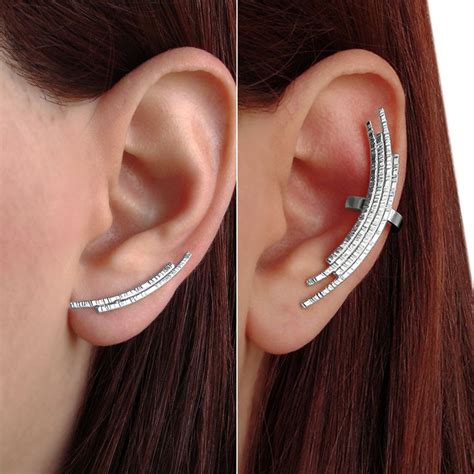 Mismatched Earring Cuffs Sterling Silver Earrings Earcuff Etsy Ear