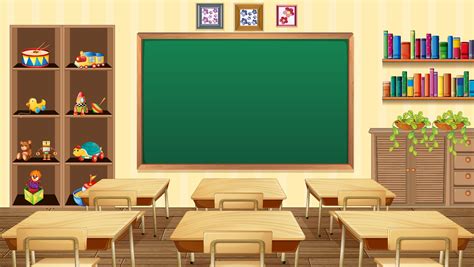 Empty Classroom Scene With Interior Decoration And Objects 3303818
