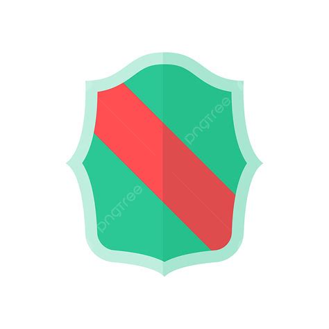 Green Shield With Red Stripe Icon Flat Style Shield Icons Style Icons