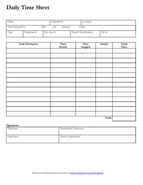 7 Best Images Of Printable Daily Time Log Daily Work Log Sheet
