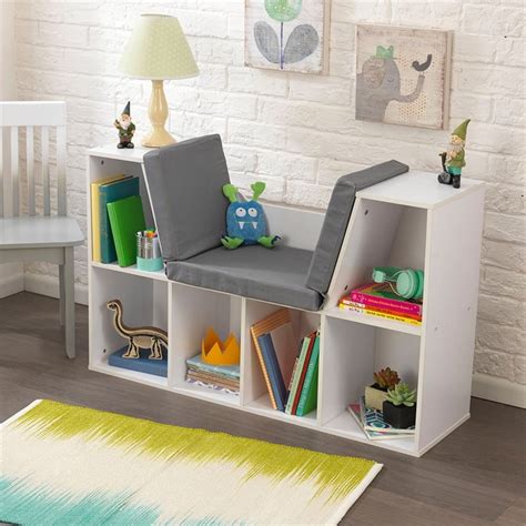 Kidkraft 6 Cubby Bookcase With Reading Nook In White Homesquare