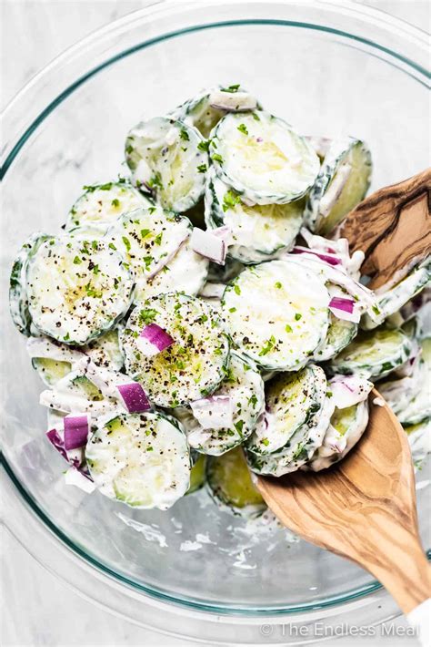 Best Creamy Cucumber Salad Recipe The Endless Meal®