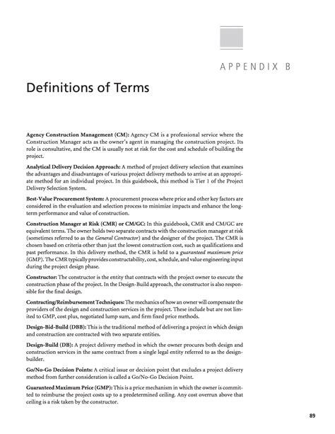 Appendix B Definitions Of Terms A Guidebook For Selecting Airport Capital Project Delivery