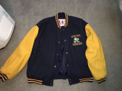 Vintage Notre Dame Logo Athletic Varsity Letterman Jacket Varsity