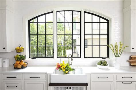 Kitchen window coverings kitchen window valances kitchen window treatments casement windows arched windows kitchen window dressing 30+ kitchen window ideas (modern, large, and small kitchen window dressing ideas). Three Arch Casement Windows Over Farmhouse Sink ...
