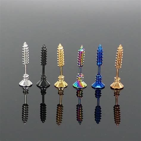 Pcs Screw Earrings Fake Ear Tapers Expander Surgical Steel Cheater Ear Stretcher Plug Tunnel