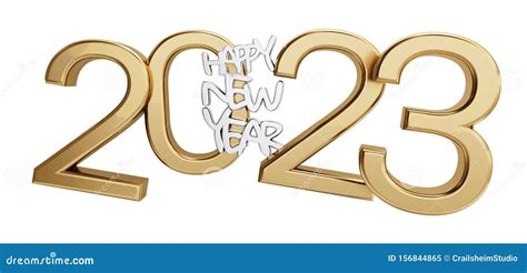 Happy New Year 2023 Golden Isolated Bold Letters 3d Illustration Stock