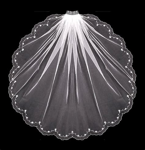 New Wedding Veil Swarovski Crystals Scallop Edge Wedding Etsy