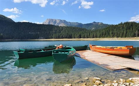 Shore Black Lake Forest Boats Pier Montenegro Hd Wallpaper Peakpx