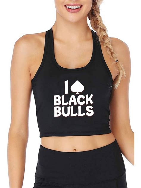 I Love Black Bulls Design Sexy Slim Fit Crop Top Hot Wife Queen Of Spades Tank Tops Swinger