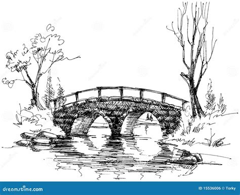 Most Nad Rzeka Kamieniem Ilustracja Wektor Ilustracja Złożonej Z