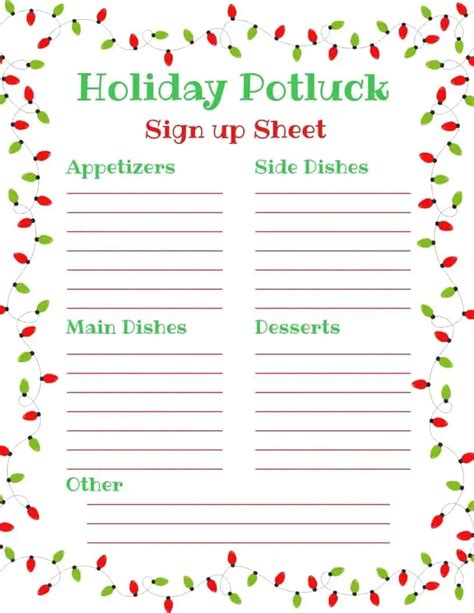 Canny Free Printable Potluck Sign Up Sheet Template