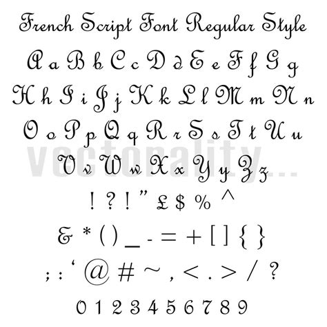 French Script Font Regular Style Scroll Alphabet Letters Etsy