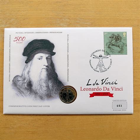 2019 Leonardo Da Vinci 500th Anniversary 1 Euro Coin Cover First Day
