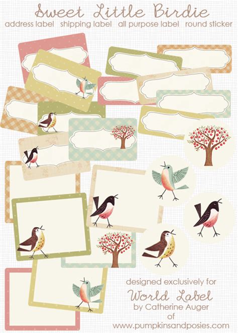 Remember you can buy adhesive paper sheets to print them on. Sweet Birds address, shipping & round labels | Free ...
