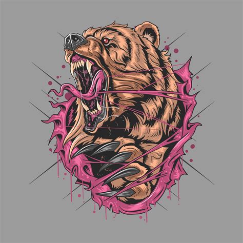 Fierce And Wild Angry Grizzly Bear Design 1310575 Vector Art At Vecteezy