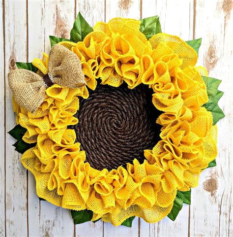 Burlap Sunflower Wreath Summer Wreath Sunflower Wreath Etsy Burlap