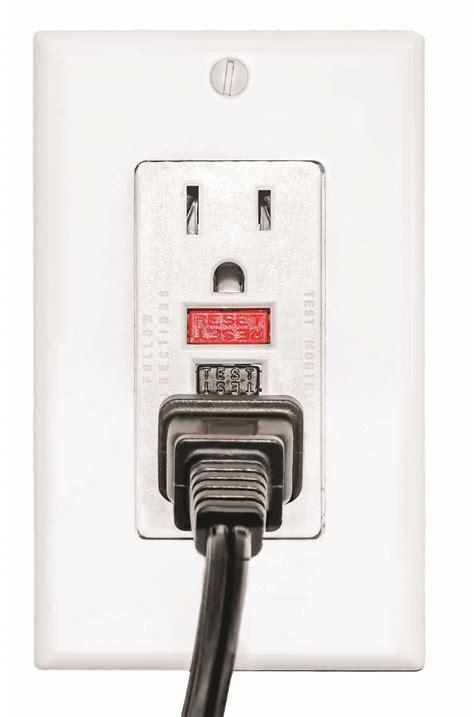 Safety GFCI protected dual electrical outlet, black power plug ...