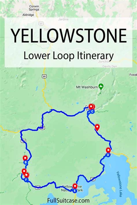 One Day In Yellowstone Lower Loop Itinerary And Map All Must Sees In 1