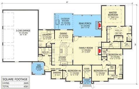 Plan 56411sm Four Bedroom Acadian House Plan With Great Space For
