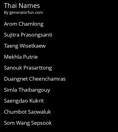 Thai Name Generator Generate A Random Thai Name