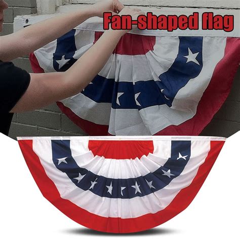 American Flag Bunting Patriotic Pleated Half Fan Flag Usa Porch Red