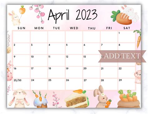 Editable April 2023 Calendar Printable Wall Calendar 2023 Beautiful