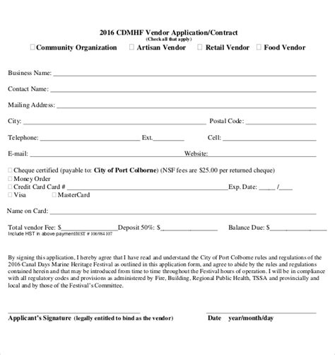 This request for vendor registration shall have the reference rvr no. Vendor Application Form Template | charlotte clergy coalition