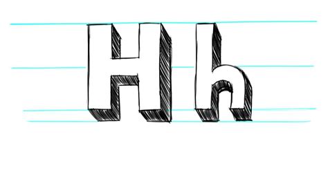 How To Draw 3d Letters H Uppercase H And Lowercase H In 90 Seconds