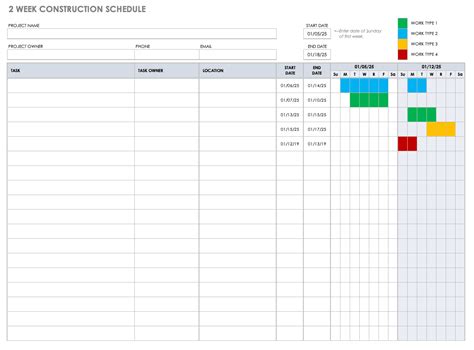 Construction Schedule Template Free Download