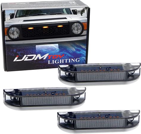 Ijdmtoy 3pc Super Bright Amber Led Center Grille Running