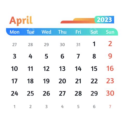 April 2023 Calendar April 2023 April Calendar 2023 Png And Vector