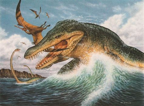 Tylosaurus © Phil Wilson Watercolor Using Airbrush Prehistoric