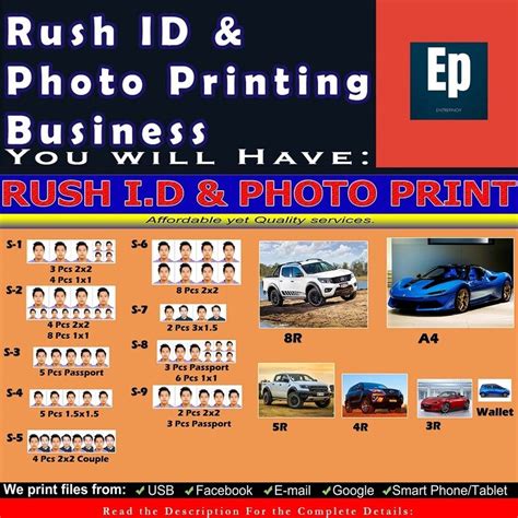 Rush I D Photo Printing Business Starter Package DOWNLOAD Version