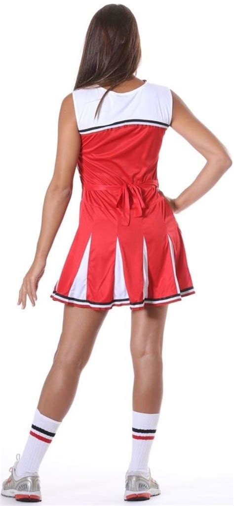 Ladies Cheerleader Costume Adult Cheer Leader Usa Fancy Dress High