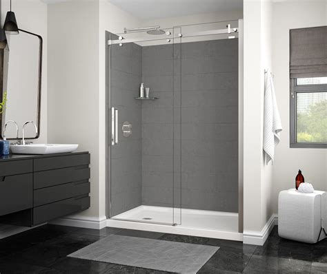 Corner shower kits give the feeling of a larger room by occupying less space on any wall. Utile Factory Sleek - Alcove Shower | Maax